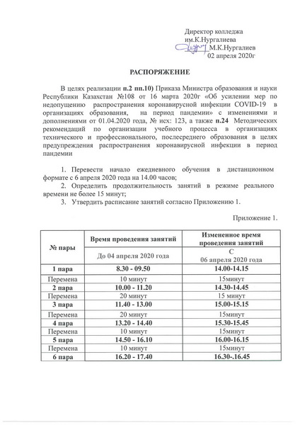 Изменение в расписании по времени